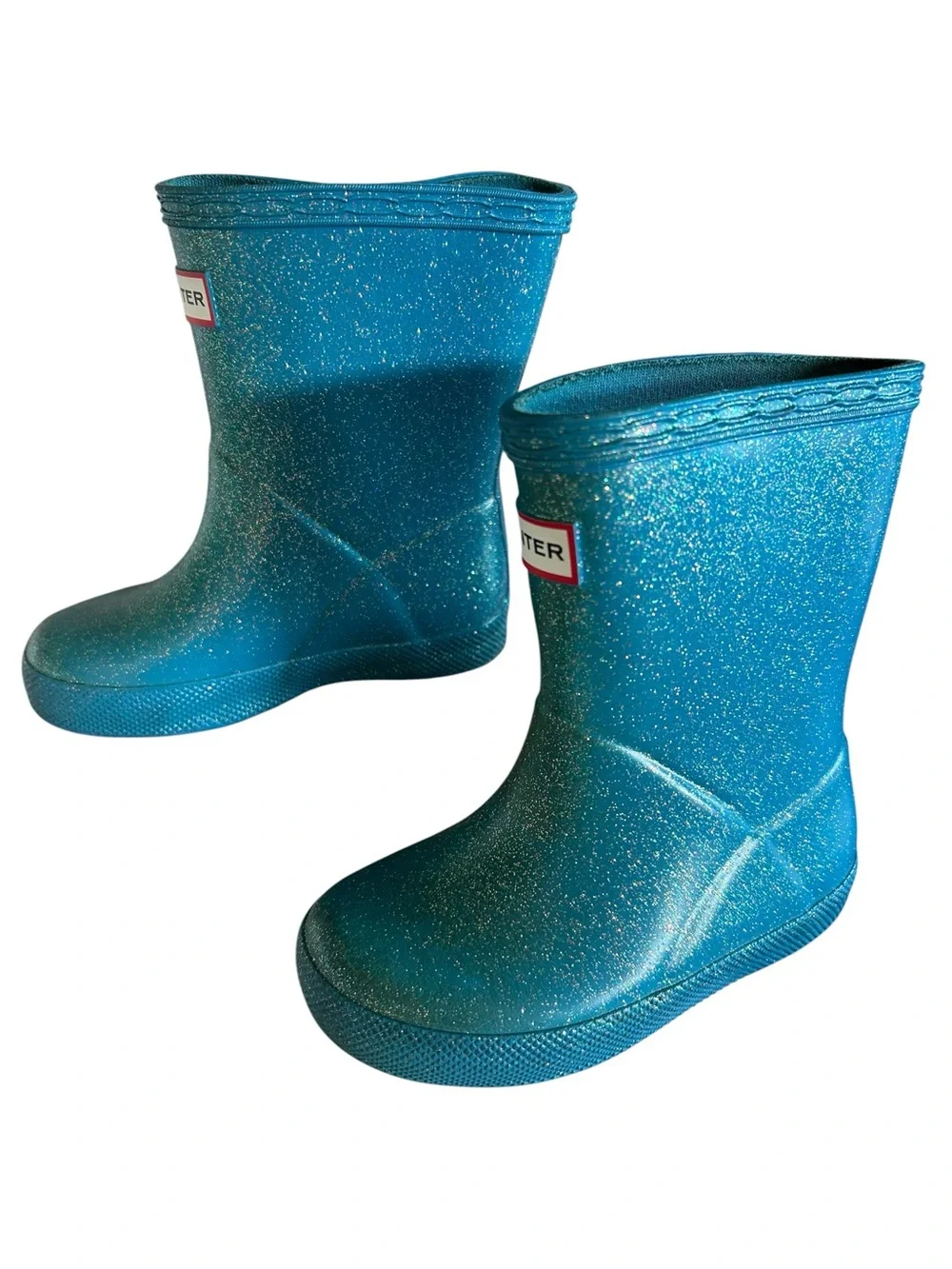 Hunter Kids Teal Glitter Rain Boots Toddler  Size 5